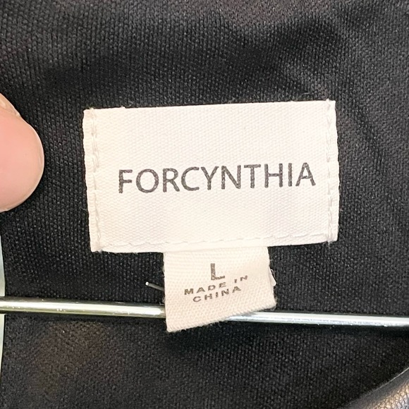 For Cynthia Black Vegan Leather Feathers Sleeveless Shift Mini Dress Large NWT - Picture 5 of 9